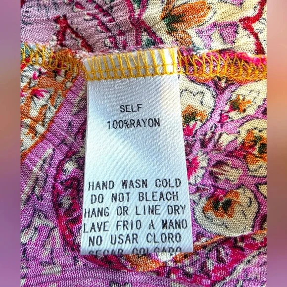 Easel Yellow and Purple Floral Flutter Sleeve Blouse Size Small - Picture 3 of 4